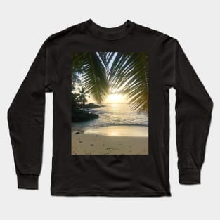 Seychelles mahe island beach palm trees paradise print Long Sleeve T-Shirt